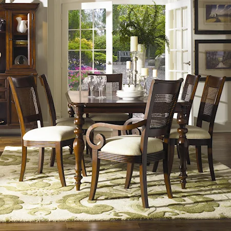 7 Piece Dining Set with Cane Chairs